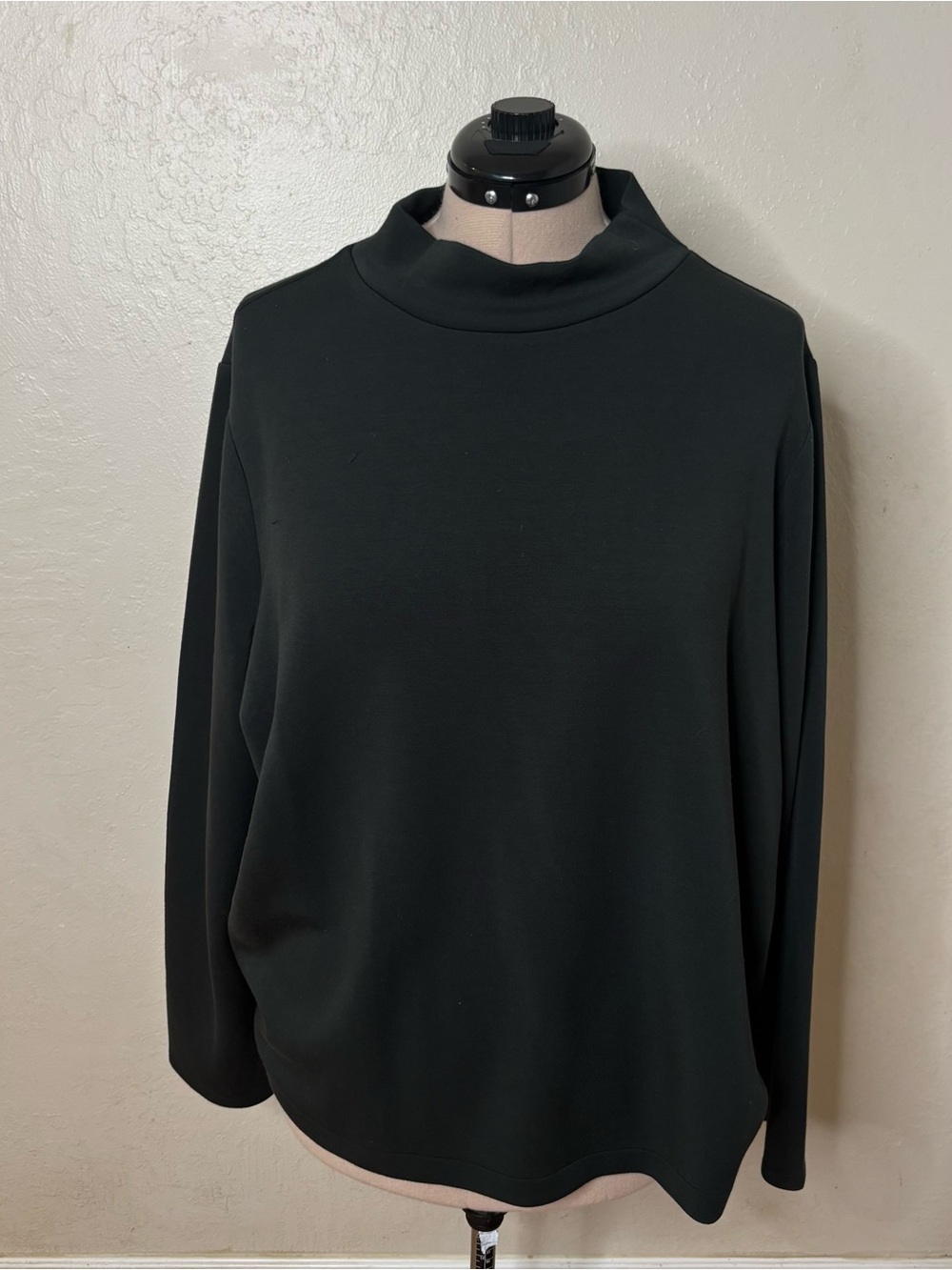 SPANX Black Funnel Neck Long Sleeve Top